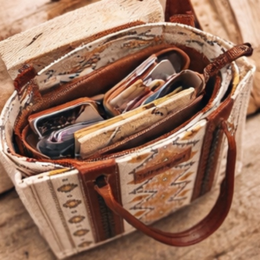 Wrangler Western Aztec Tote 🤎 Boho Cowgirl Statement Bag | Rustic Chic - Picture 7 of 17